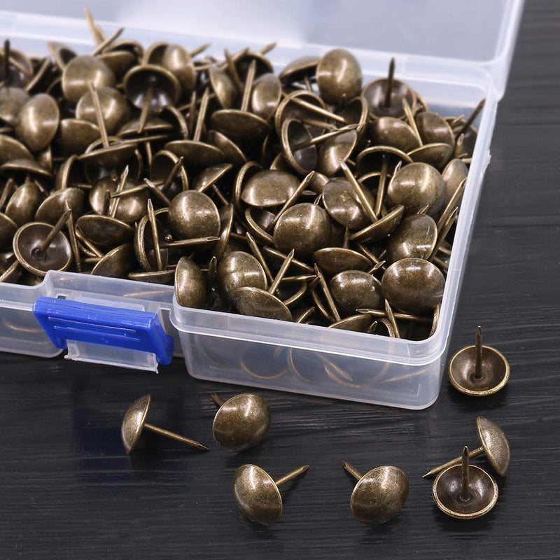 Keadic 300Pcs [ 9/16" in Diameter ] Antique Upholstery Tacks Furniture Nails Pins Assortment Kit for Upholstered Furniture Cork Board or DIY Projects - Bronze 9/16"(300pcs)