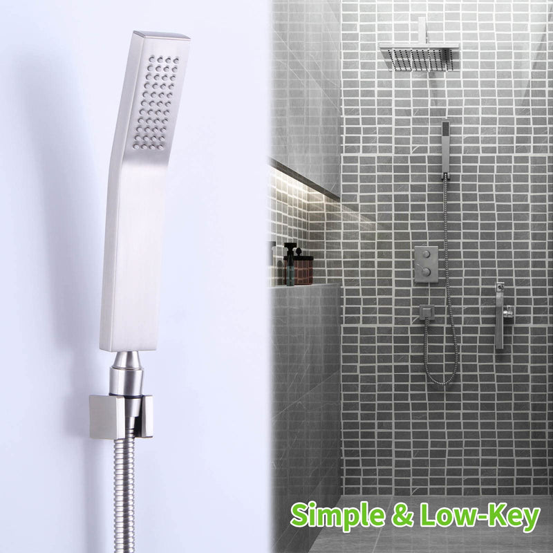 Angle Simple Shower Head Holder, Brass Wall Mount Shower Wand Bracket, Handheld Sprayer Holder, Brushed Nickel