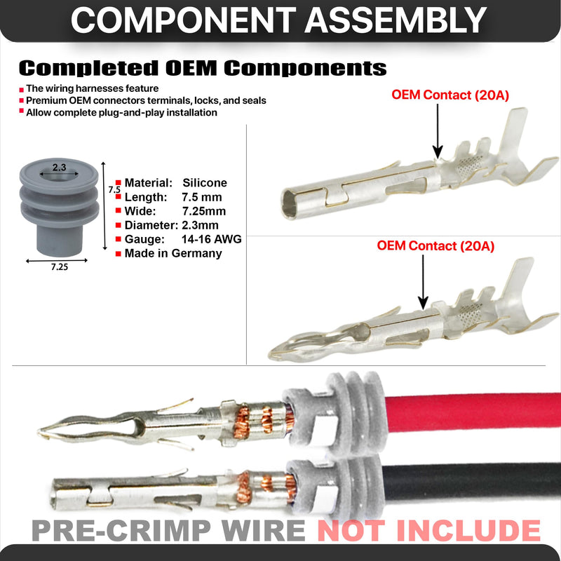 Weather-Pack Series 20 amp, (X12) Male and (X12) Female w/ (24 Grey Sealer) Terminal, Sockets and Pin 14-16 GA 14-16 AWG