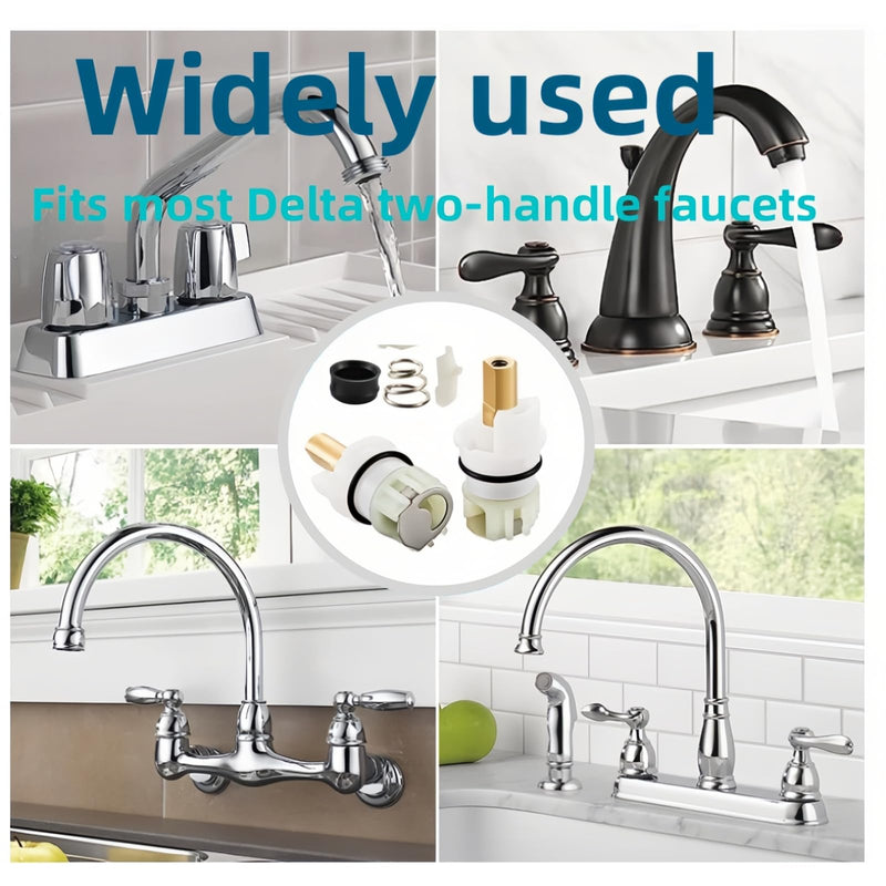 RP25513 faucet stem assembly Replacement Kit,for Delta two handle Faucet Repair Kit,Includes RP24096 Cartridge RP4993 Seat and Spring RP24097 Turn stop1/4, 2 Pack