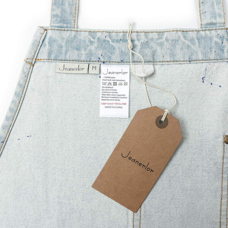 Jeanerlor - Denim Tool Shop Apron with 5 Pockets for Hairstylist with Pockets for Women Cross Straps & Adjustable S to M (Light Blue) Medium Light Blue