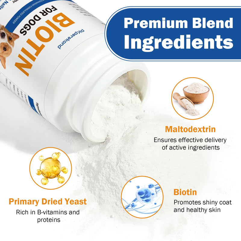 Biotin for Dogs, Supports Shiny Coat and Healthy Skin, Strengthens Dog Nails, Biotin Powder Supplement for Dog Shedding, Dry Skin Relief for Dogs, 6 oz - PawsPlanet Australia