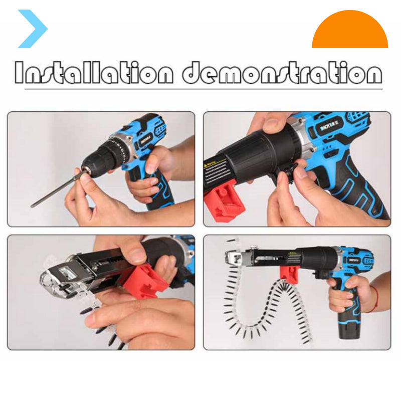 Automatic Chain Nail Gun Adapter, 48MM Electric Drill Chain Attachment Set for ail Gun Electric Drill, for Drywall Woodwork (Drill Chain Adapter Set) (Drill Chain Adapter Set) Drill Chain Adapter Set