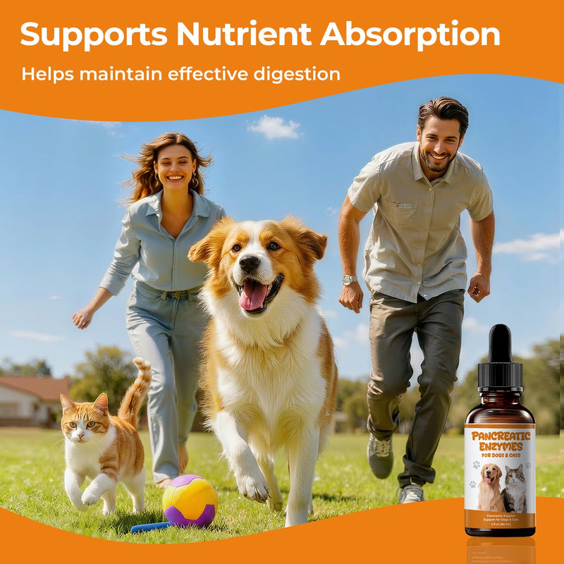Pancreatic Enzymes for Dogs Drops - Pancreatin Digestive Enzyme Liquid for Pets with EPI, Supports Food Breakdown, Nutrient Use & Stool Consistency - 2 fl oz