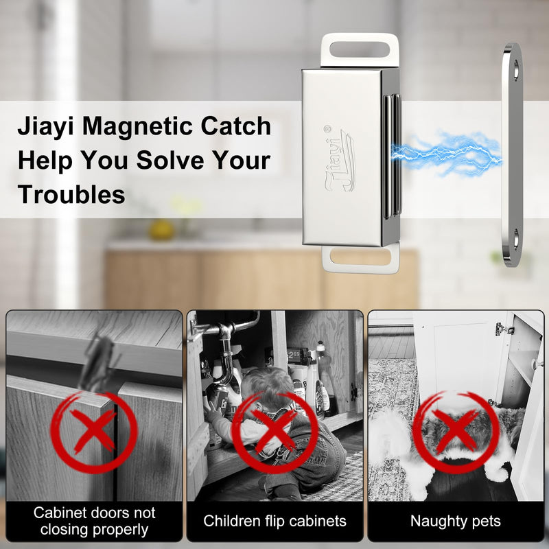 Cabinet Magnets Jiayi 12 Pack Magnetic Door Catch Stainless Steel Kitchen Cabinet Magnetic Catch Drawer Magnet for Cabinet Door Cupboard Magnetic Closures for Cabinet Magnetic Latches Cabinet Closer Silver