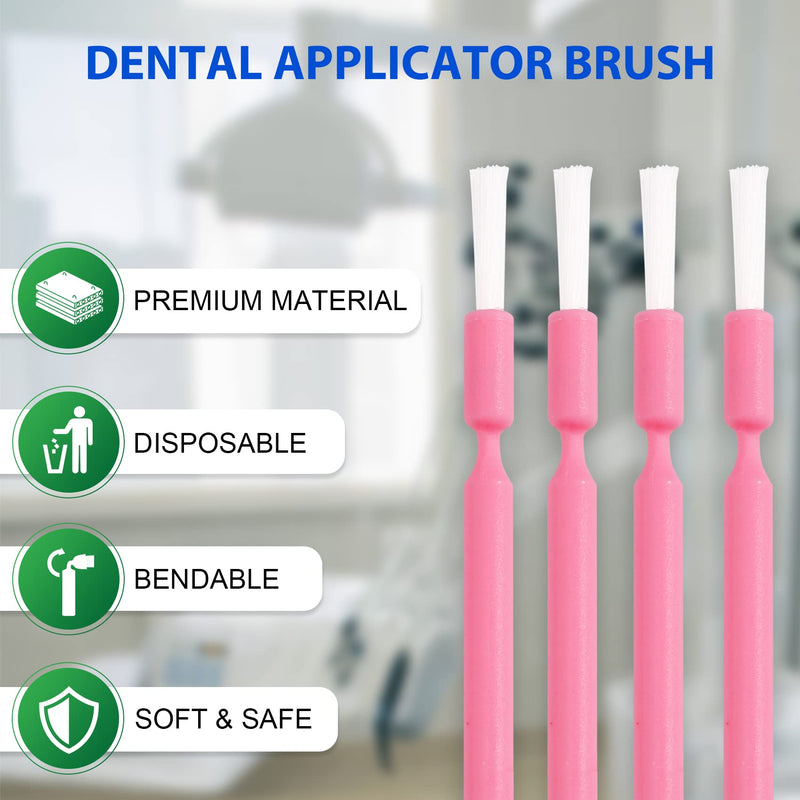 Disposable Dental Micro Applicators 400 PCS, Dental Microbrush Bendable Micro Swabs Applicator - Pink