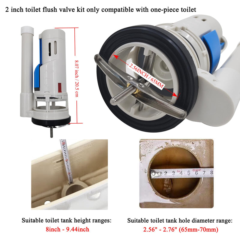 2-inch Toilet Flush Valves Assembly Compatible with Water Ridge One Piece Toilets Fits for TOTO THU338N Dual Flush Drain Valve Repair Part Replacement