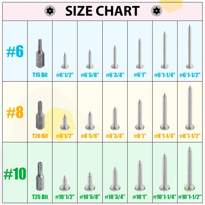Hilitchi 50 Pcs #10 x 1-1/2” Stainless Steel Button Head Torx Sheet Metal Screws Security Silver Screws Anti-Theft Tamper Proof with Bit T25 #10 x 1 1/2"-50Pcs