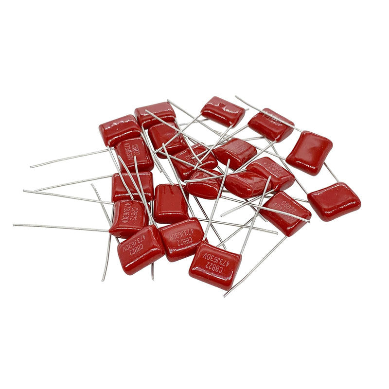 20pcs CBB22 630V 473J 0.047UF 47NF Metallized Polypropylene Film Capacitors Assortment Kit Pin Pitch 10 20