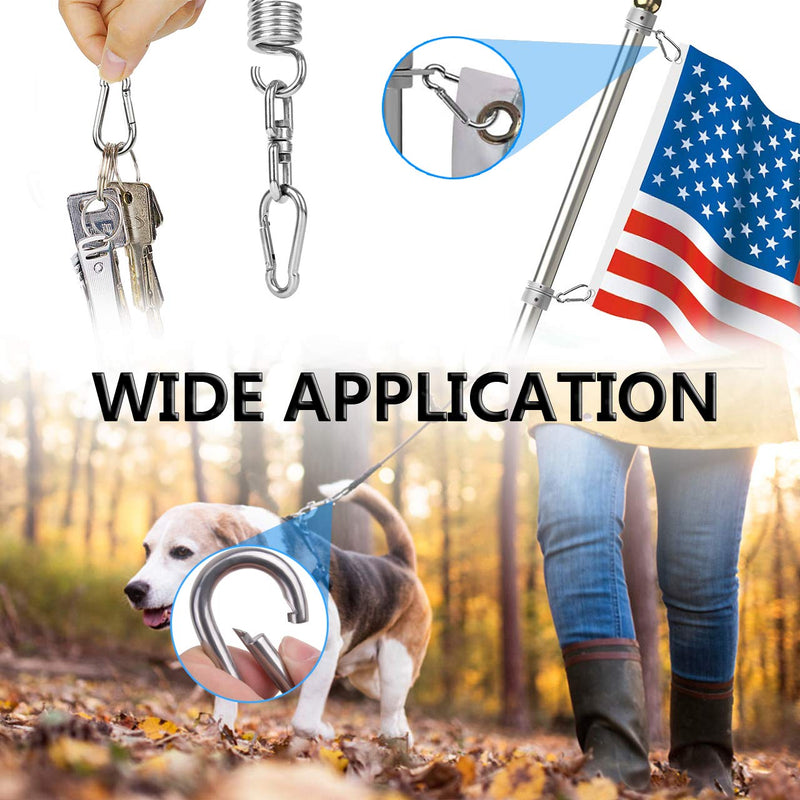 Spring Snap Hooks, 304 Stainless Steel Metal Clip Rope Connector Quick Link Clip Key Chain Link Buckle for Hammock Swing Set Outdoor Travel Camping Fishing Hiking 1.97inches(M5)-40pcs