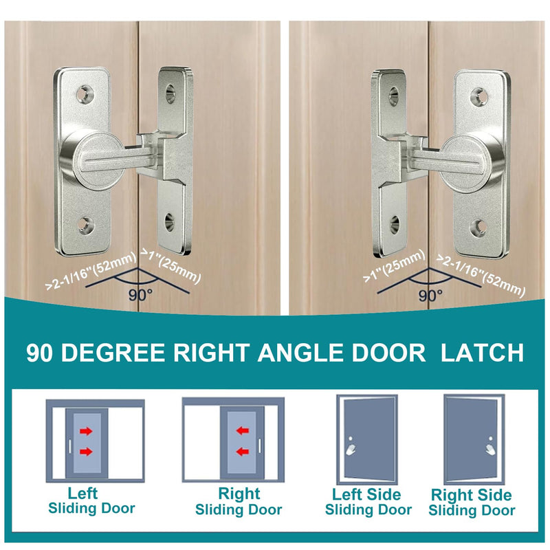 Barn Door Lock Hardware, 90 Degree Heavy Duty Gate Latches Flip Latch Safety Door Bolt Latch Lock, Barn Sliding Door Latch Lock Suitable for Garden, Bathroom, Outdoor, Garage, Window(Nickel) Nickel