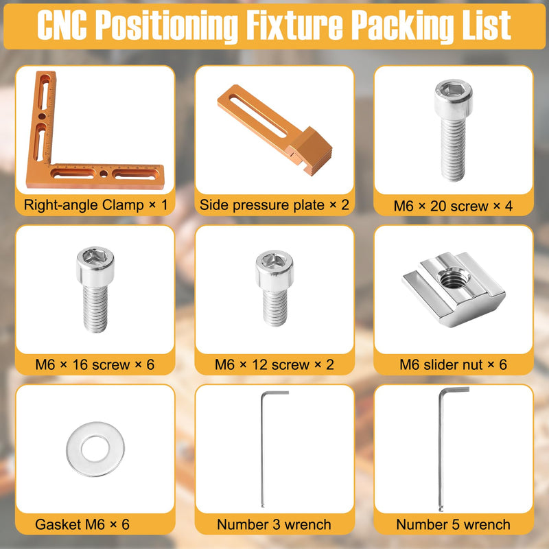 CNC Positioning Side Clamps Kit, Aluminum Alloy Vise, Adjustable Clamp for 3018 4040 CNC Router, T-Slot, Perforated & T-Track Table, Milling, Engraving, Woodworking, Metalworking, Acrylic & DIY