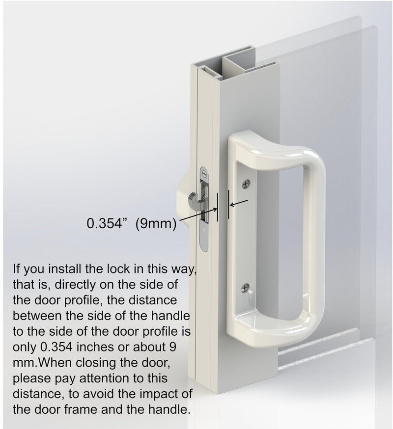 White Patio Door Handle Set with Cylinder Lock,Suitable for Replacement Sliding Patio Doors Lock 3-15/16”Screw Hole Spacing.Choices That Add a Unique to Your Patio Glass Sliding Door. White