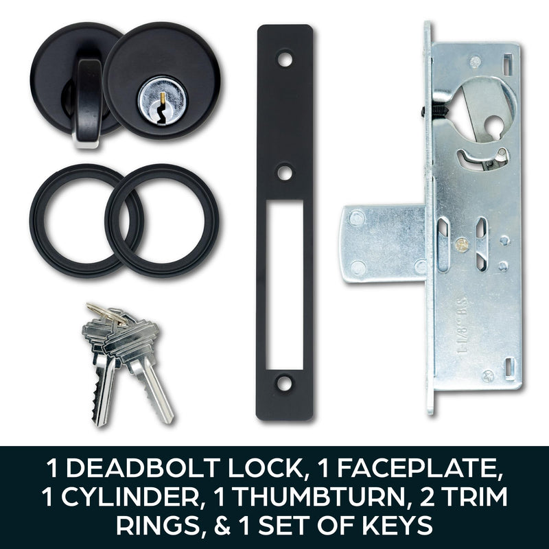 Summit DOORWARE Mortise Cylinder Deadbolt Lock with Keys | Adams Rite Style Door Lock Replacement Parts | Mortise Lock Replacement Kit | Replacement for MS1850S Series Locks | Duronotic Finish 1-1/8" Backset