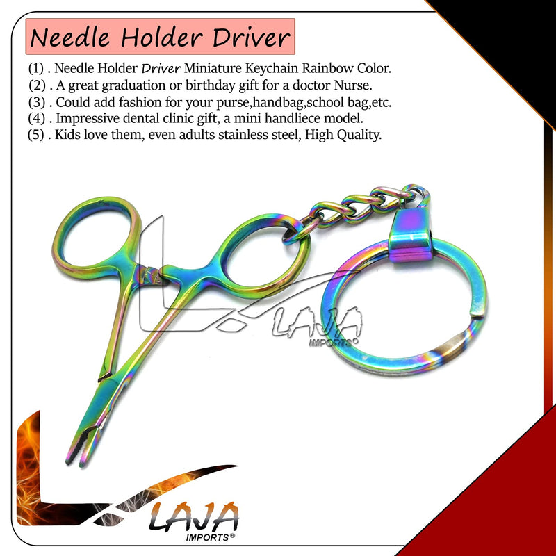 Multi Titanium Rainbow Needle Holder Driver Miniature Stainless Steel Instruments Keychain for Educational Use