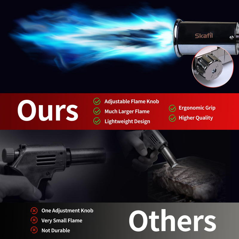 Propane Torch Flame Thrower Gun with Adjustable Heat & Lock-On Flame - 3272°F High Heat Blow Torch Lighter for Welding, Metalwork, BBQ, Cooking & Outdoor Use (Tank Not Included)