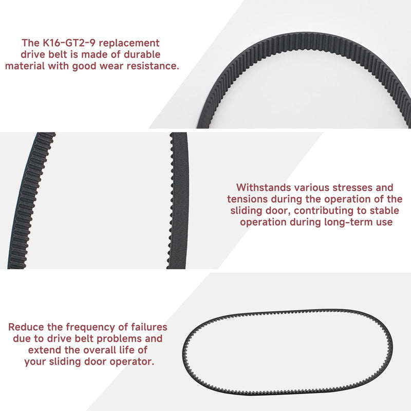 K16-GT2-9 Drive Belt Sliding Door Operator Compatible with LiftMaster | Compatible with LiftMaster RSL12U RSL12UL Sliding Door Operators Replacement Drive Belt for Smooth Reliable Operation