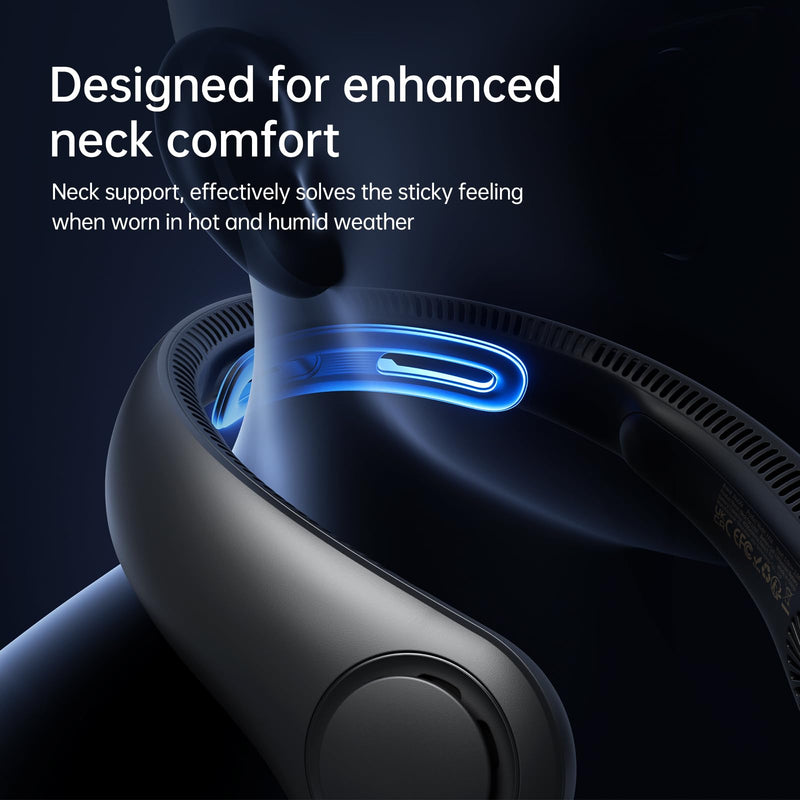 JISULIFE Portable Neck Fan Upgraded, Neckbrace Personal Hands Free, 5 Speed Gears Adjustment, 5000 mAh Wearable Bladeless Quiet Rechargeable for Outdoor Indoor, Gifts for Women Men- Black 5000mAh