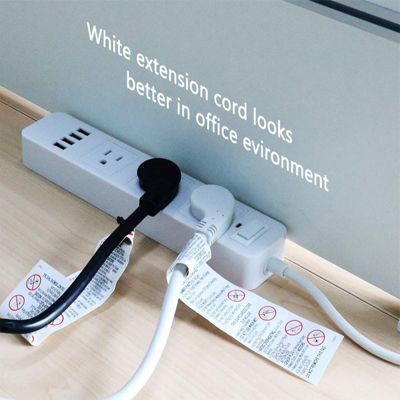 FIRMERST 6 Feet 1875W 15A Flat Plug Low Profile Extension Cord 14 AWG White 1