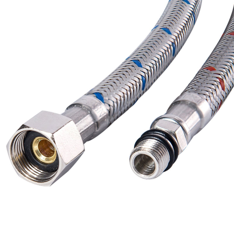 GGStudy 24-Inch Faucet Connector Braided Stainless Steel Supply Hose 3/8-Inch Female Compression Thread x M10 Male Connector One Pair 24inch