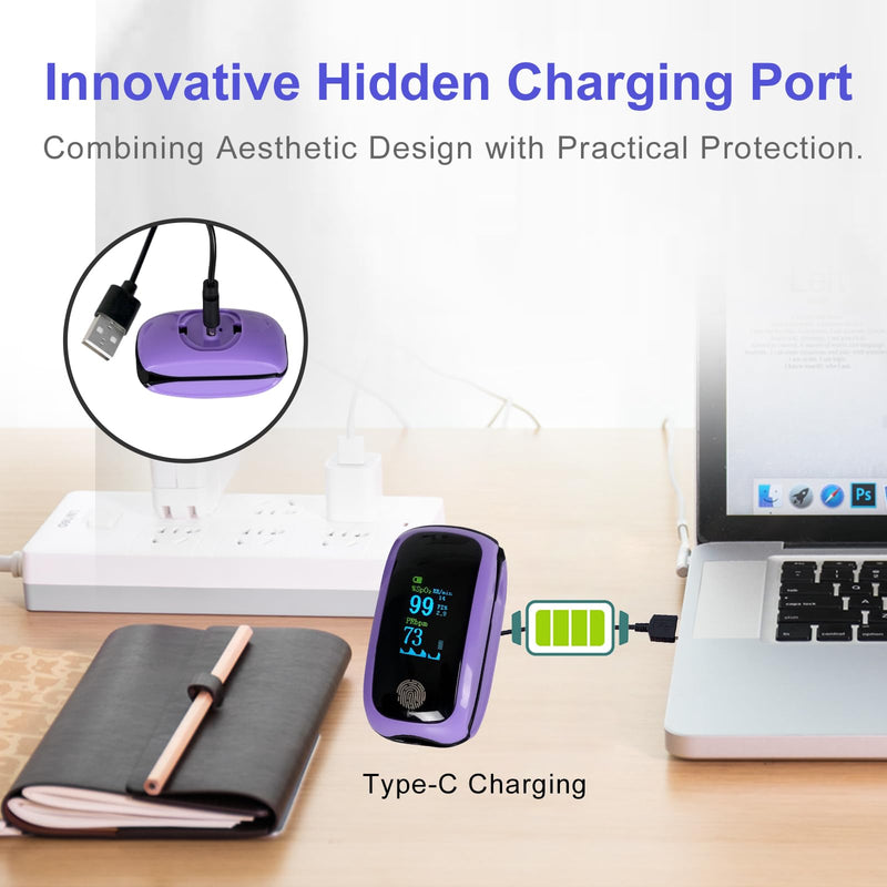Rechargeable Finger Pulse Oximeter with Respiration Rate, Accurate Blood Oxygen Saturation SpO₂ PR PI Monitor, Portable Fingertip O2 Meter with TFT Display, USB-C Rechargeable Oxygen Monitor
