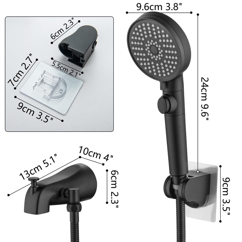Tub Spout with Diverter, Matte Black Bathtub Spout with Diverter Bath Tub Faucet Set with ON/OFF 5 Modes Shower Sprayer