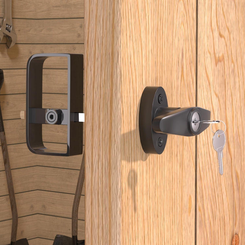 Shed Lock, 5-1/2" Steam with 2 Keys, Shed Door Latch, Shed Door Latch and Lock, Door Lock Latch, Shed Door Hardware- Black