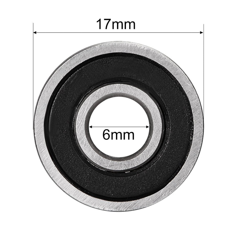 uxcell 606-2RS Deep Groove Ball Bearing Double Sealed 180016 6mm x 17mm x 6mm High Carbon Steel Z1 Bearings Pack of 10 6mmx17mmx6mm
