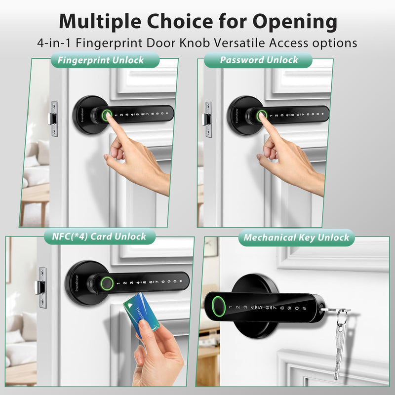 Fingerprint Door Lock Biometric Door Knob with Keypad Keyless Entry, Door Locks for Bedrooms, Home Hotel Office Apartment None APP