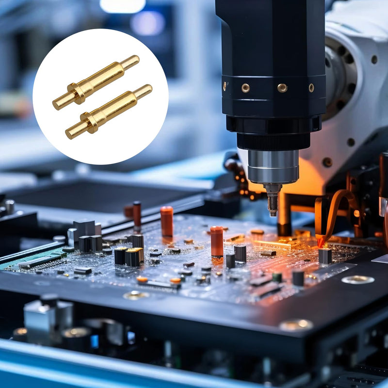 100Pcs Pogo Pins- 4.3mm Gold Plated Copper Spring Pogo Pins | Spring Test Probe Round Pogo Pin-,Pogo pin Header Target Connector Through Hold PCB Test Pin, Thimble Signal Pin