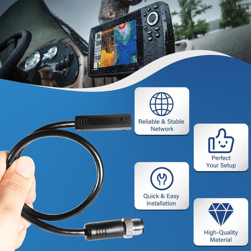 Bonbo 720074-12 AS EC QDE Ethernet Adapter Cable for Humminbird Helix 8, 9, 10, 12, 15 Fish Finders, for Helix 7 G2N & G3N Models (12 Inches, 5-Pin to 8-Pin)