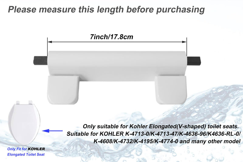 Toilet Seat Hinge Kit Fit for Kohler, Elongated Toilet Seat Hinges Replacement and Bumper Service Kit Compatible with Kohler 1150464-0