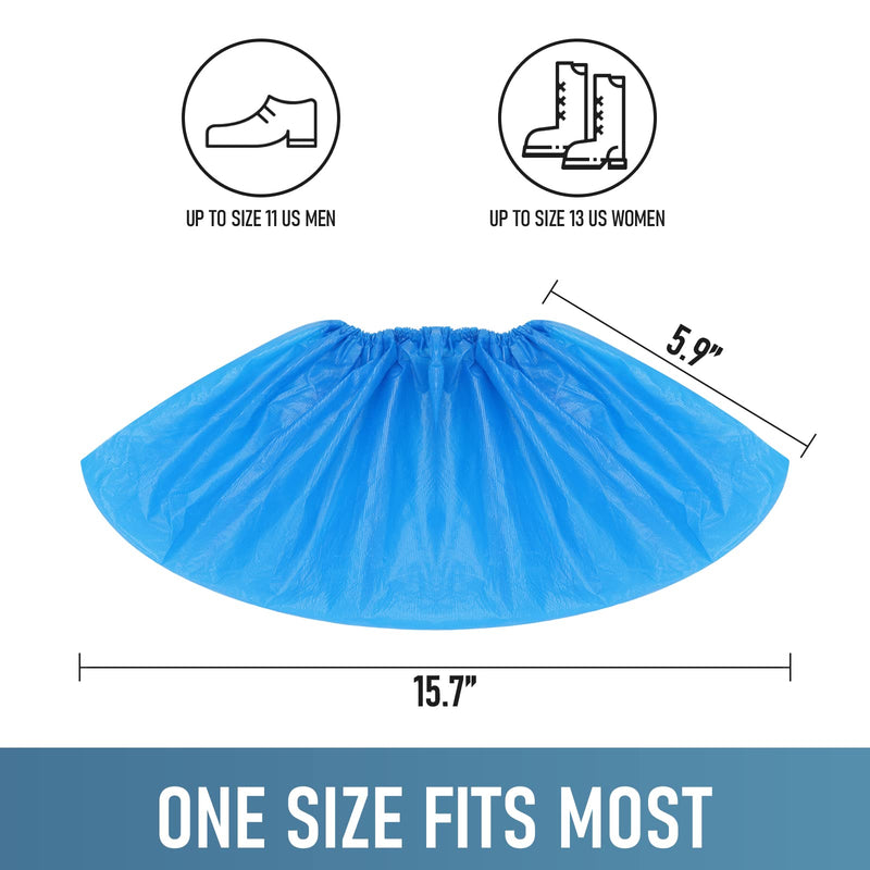 Shoe Covers Disposable Non Slip - Pack of 100 (50 Pairs), Premium Waterproof and Recyclable Shoe Booties Covers for Indoors, Fits Up To 11 US Men and 13 US Women Size Pack. of 100.