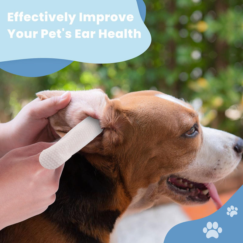 Dog Ear Wipes for Dogs - 1.9in-Wide Large Sized Finger Pads(60 Pads) | Plant-Based Cat Dog Ear Cleaner Wipes Cleaning Solution to Remove Dirt and Ear Wax, Relieve Itching & Inflammation 1.9 inch wide
