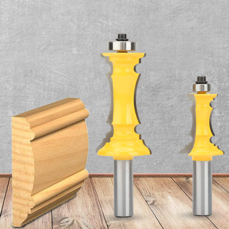 1/2 Inch Crown Molding Router Bits, Set of 2 Shank Woodworking Milling Carbide Cutter, Precise Crown Molding Tool