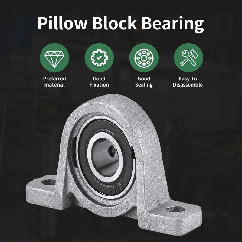 Donepart 10mm Pillow Block Bearing, Self-Aligning 2-Bolt Flange 10mm Bore Bearing, Zinc Alloy Housing Set Screw Locking Style KP001 10mm Bearing KP1001 Pillow Block Bearing