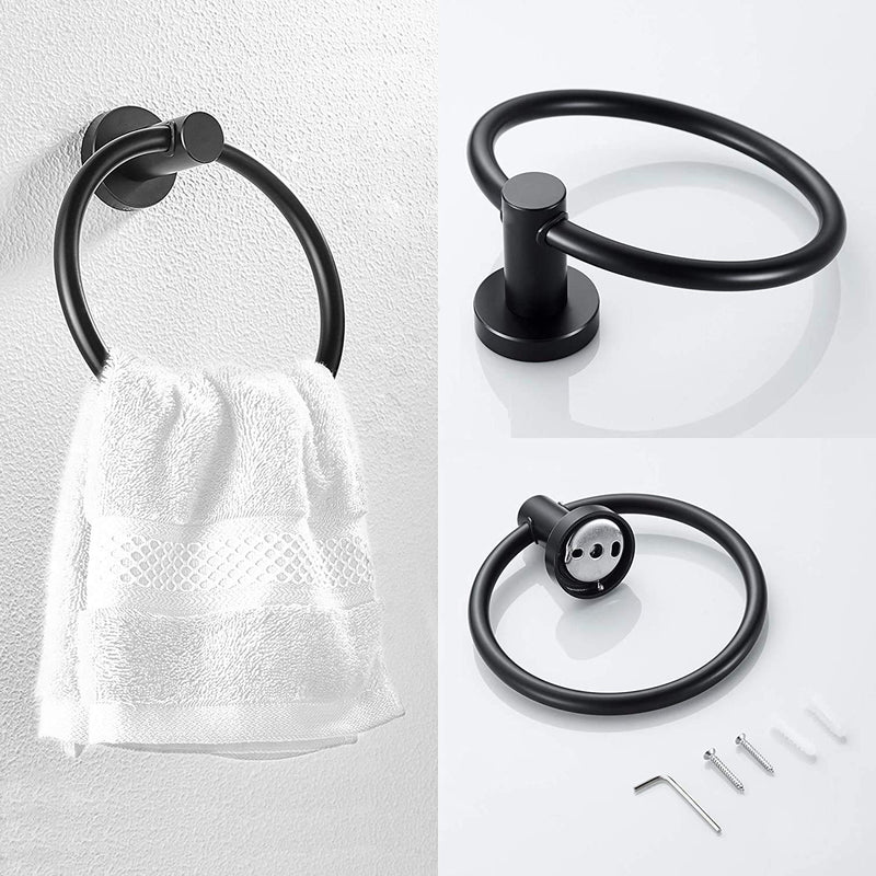 3 Pieces Bathroom Kit Accessories Set Restroom Towel Holder Toilet Paper Holder and Hook Set SUS 304 Stainless Steel Bathroom Hardware Set (Matte Black)