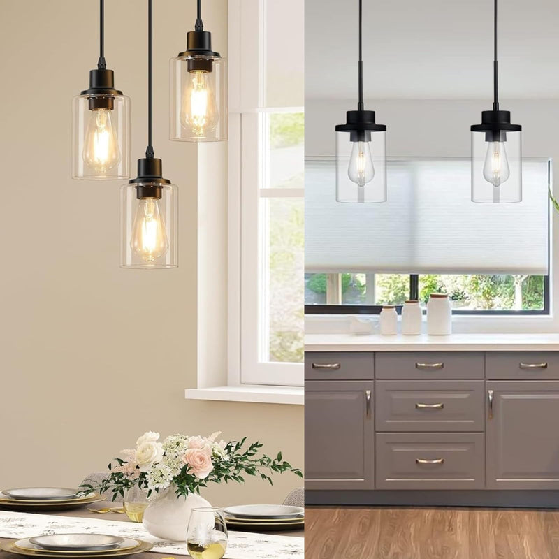 4 Pack Clear Glass Shade Replacements, Cylinder Glass Shades Lampshades Covers for light Fixtures Chandelier Vanity Wall Sconces Light Fixture 4PACK
