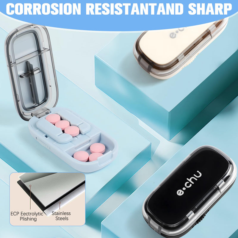 Pill Cutter Splitter for Small and Tiny Pills - 1/4 Pill Cutter with Centering Device - Easy-to-Use Splitter for Precision Cuts - for Small and Tiny (Blue) Blue