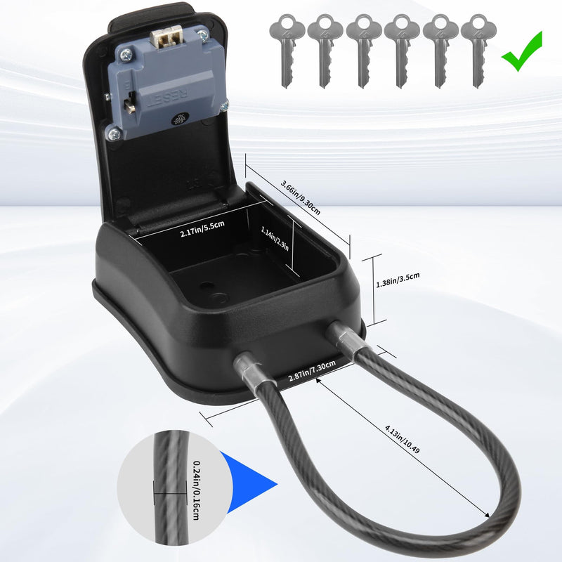 AMMIY Key Lock Box,Portable Waterproof Lockbox with Removable Shackl, Wall-Mounted Key Storage Box, 4-Digit Combination Key Storage Lockbox for Home,Office,Garage, Airbnb,Apartment (1 Pack,Black) Black
