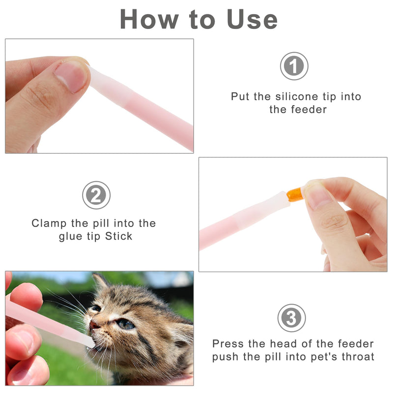 Cat Pill Shooter, Pet Piller Gun - Easy to Use Dog Pill Dispenser with Two Silicone Tips, Convenient Medication Feeder for Small Animals, Pink