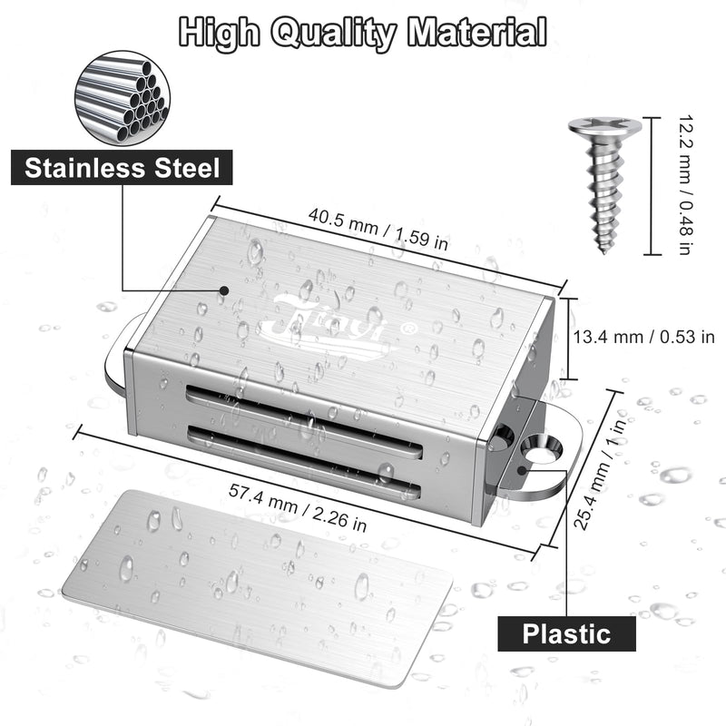 Cabinet Magnetic Catch Jiayi 4 Pack Magnetic Door Catch Self Adhesive Cabinet Door Magnet Latch Stainless Steel Magnetic Cabinet Latch for Kitchen Magnetic Catch Closet for Drawer Silver