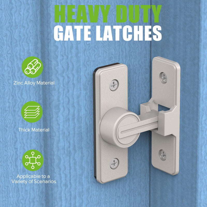 Barn Door Lock Hardware, 90 Degree Heavy Duty Safety Gate Latches Flip Bolt Latch Lock, Barn Sliding Door Latch Suitable for Garden, Bathroom, Outdoor, Window (Nickel-2PCS) Nickel-2PCS