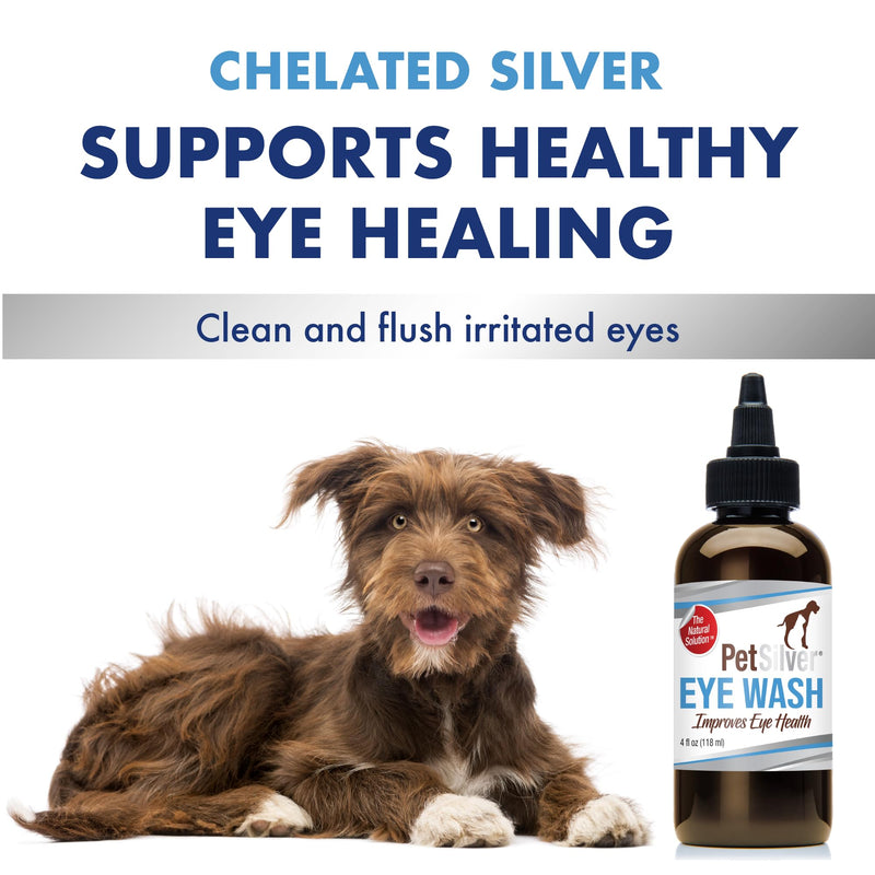 PetSilver - Wound & Skin Spray (4 fl oz) and Eye Wash (4 fl oz) with Patented Chelated Silver - Wound, Hot Spot, & Itch Relief Spray - Eye Cleaner & Tear Stain Remover for Cats and Dogs - Made in USA