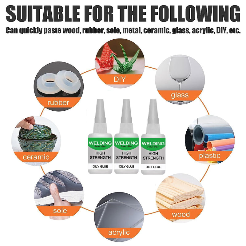 150ml Wood & Parquet Adhesive, Welding High-Strength Oily Glue, Universal Super Glue Gel, Instant Bonding, Strong Adhesion, Repairs Last Long Time for Metal, Wood, Ceramics,Leather, Glass(50g/3PCS) clear 3PC