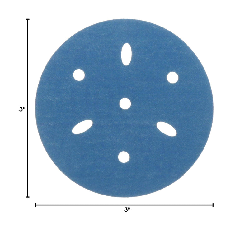 3M Hookit Blue Abrasive Disc 321U Multi-Hole, 36152, 3 in, 500, Pack of 50, Virtually Dust-Free, for Body Repair, Featheredging, Primer Sanding, Paint Preparation, E-Coat Sanding, Automotive