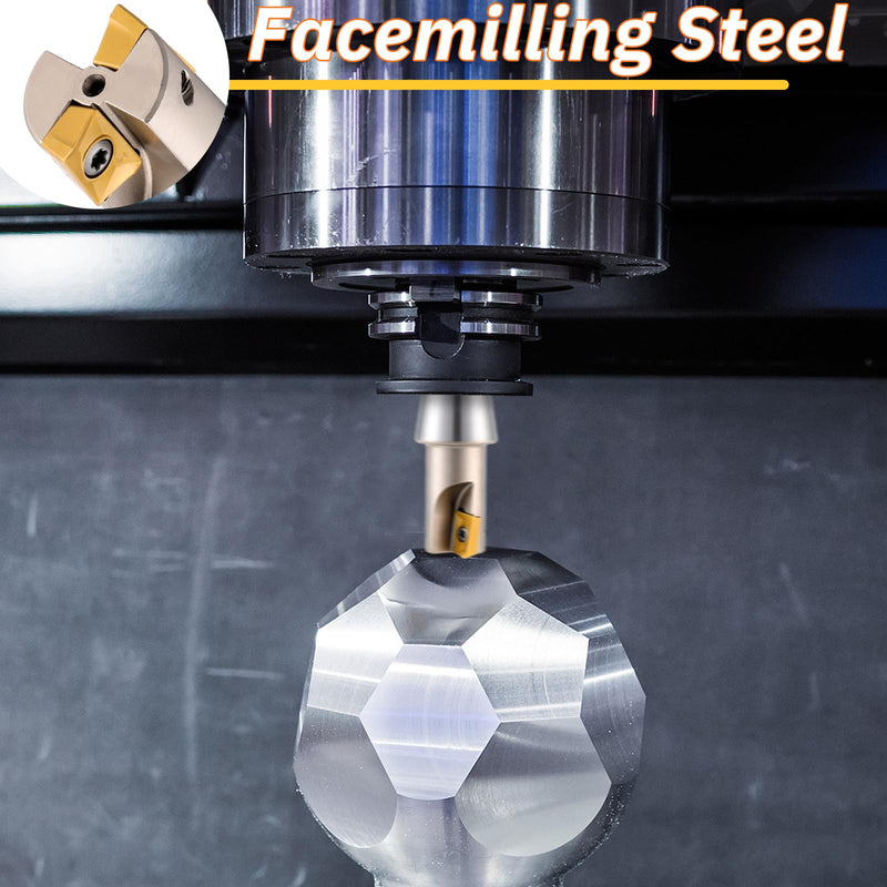 Duraaamo R8 Shank Indexable End Mill 1'' Diameter by 5-27/32'' Oal 90 Degree High Speed Milling Cutter with 2 Aptk1604 Carbide Inserts Industrial Tools