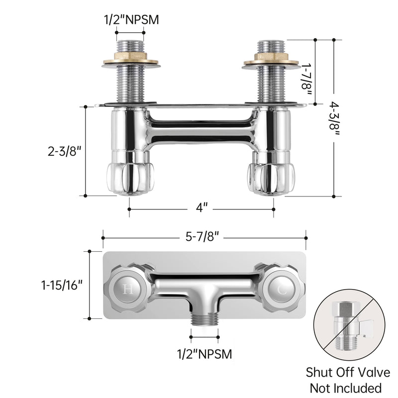 KES 4 Inch All Metal RV Shower Faucet, Leak-Proof Camper Shower Faucet Valve Diverter Replacement for Indoor and Outdoor Shower (Valve Body Only, Showerhead Not Included), Chrome Downward Spout