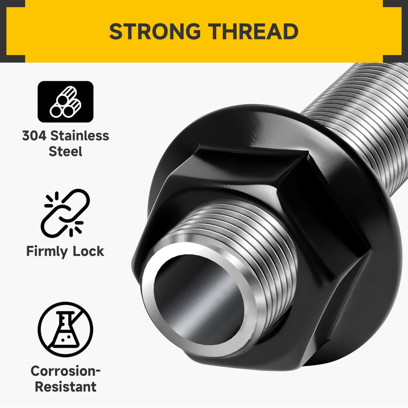 Mywish M10 Serrated Flange Hex Nuts, 100-Pack 304 Stainless Steel, Hex Drive M10-1.5 Hardware Nuts, Black Oxided (Black) Stainless Steel