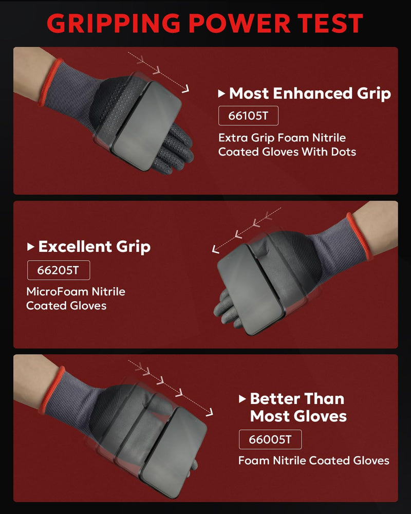 Work Gloves MicroFoam Nitrile Coated,12 Pairs Ultra-light Breathable Touchscreen Seamless Knit Nylon Glove Medium Extra Grip